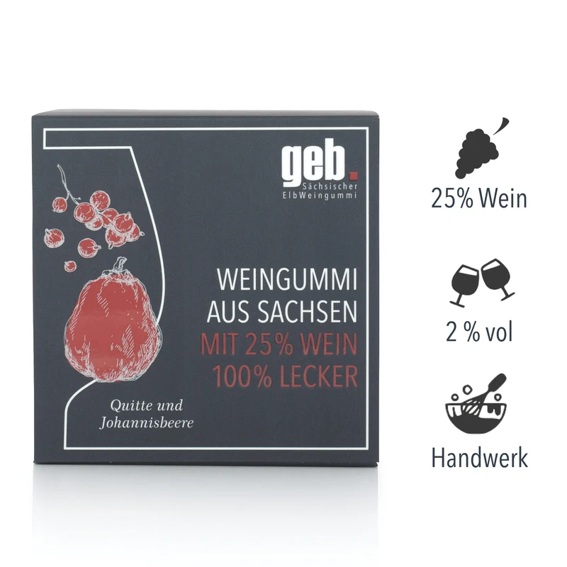 Weingummi mit 25% Wein – Quitte & Johannisbeere - 200g - Weingeschenk