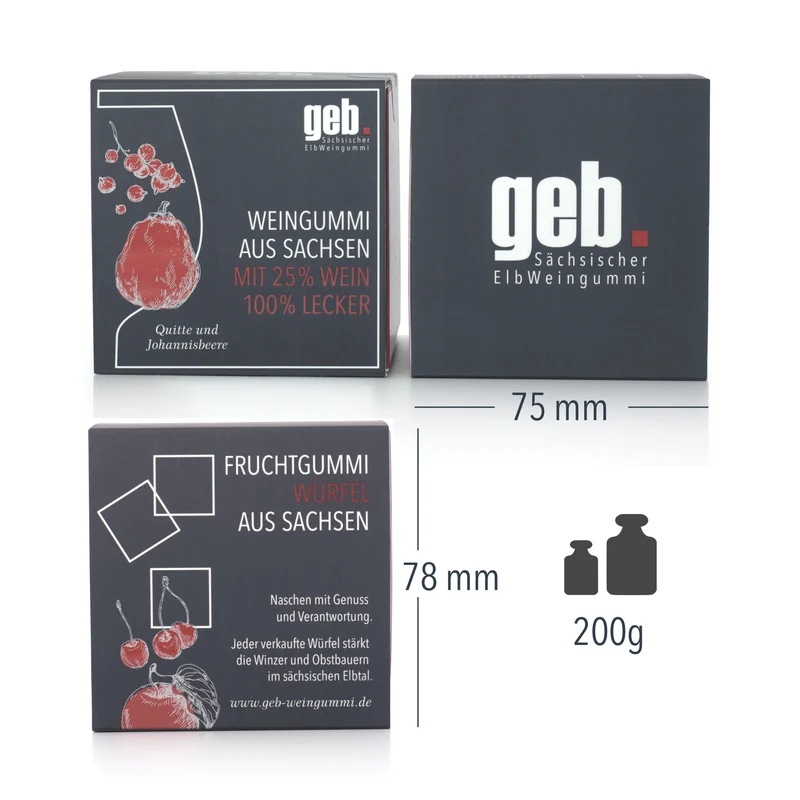 Weingummi mit 25% Wein – Quitte & Johannisbeere - 200g - Weingeschenk