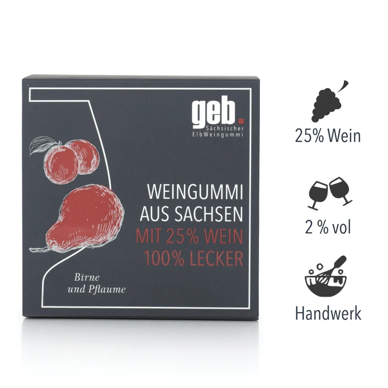Weingummi mit 25% Wein – Birne & Pflaume - 200g - Weingeschenk