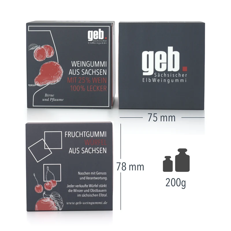 Weingummi mit 25% Wein – Birne & Pflaume - 200g - Weingeschenk