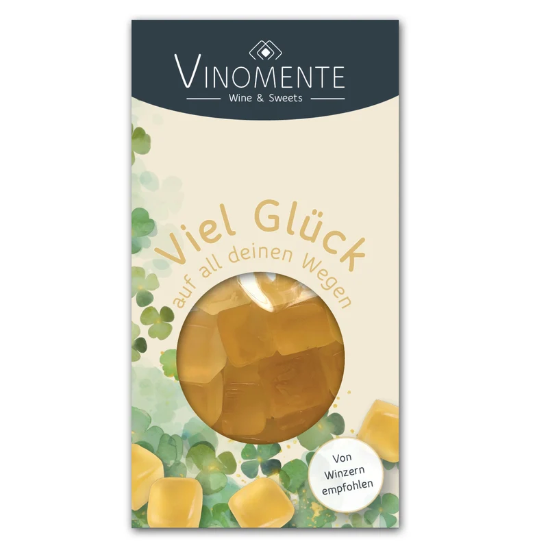 Viel Glück - Weißwein-Glückwunsch-Mini - 60g - Weingeschenk, Gastgeschenk, Mitbringsel