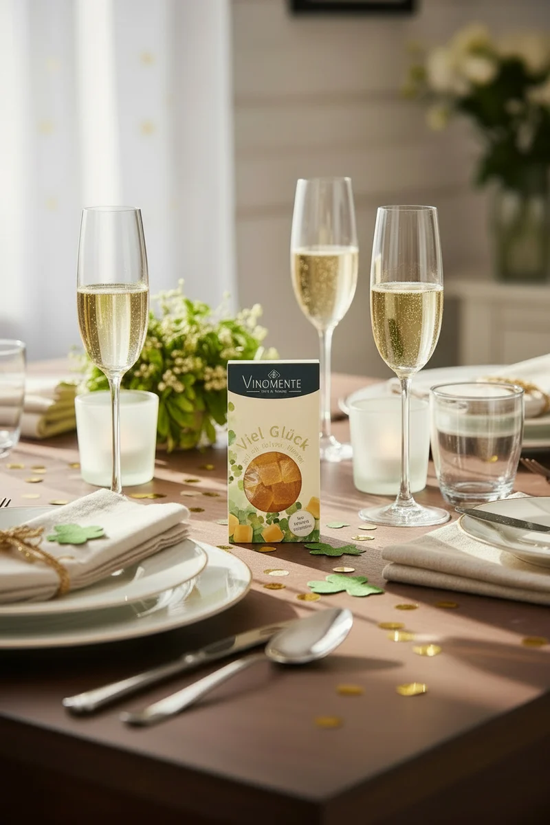 Viel Glück - Weißwein-Glückwunsch-Mini - 60g - Weingeschenk, Gastgeschenk, Mitbringsel