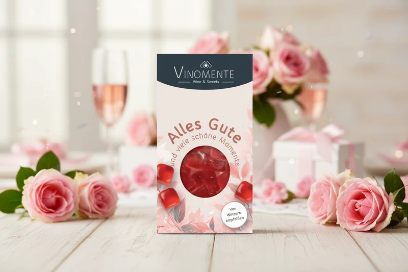 Alles Gute - Roséwein - Glückwunsch-Mini - 60g - Weingeschenk, Gastgeschenk, Mitbringsel