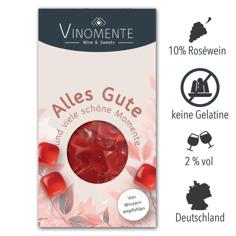 Alles Gute - Roséwein - Glückwunsch-Mini - 60g - Weingeschenk, Gastgeschenk, Mitbringsel