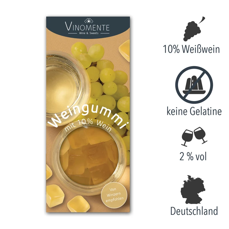 Weingummi mit 10% Weißwein - 150g - Weingeschenk, Gastgeschenk, Mitbringsel