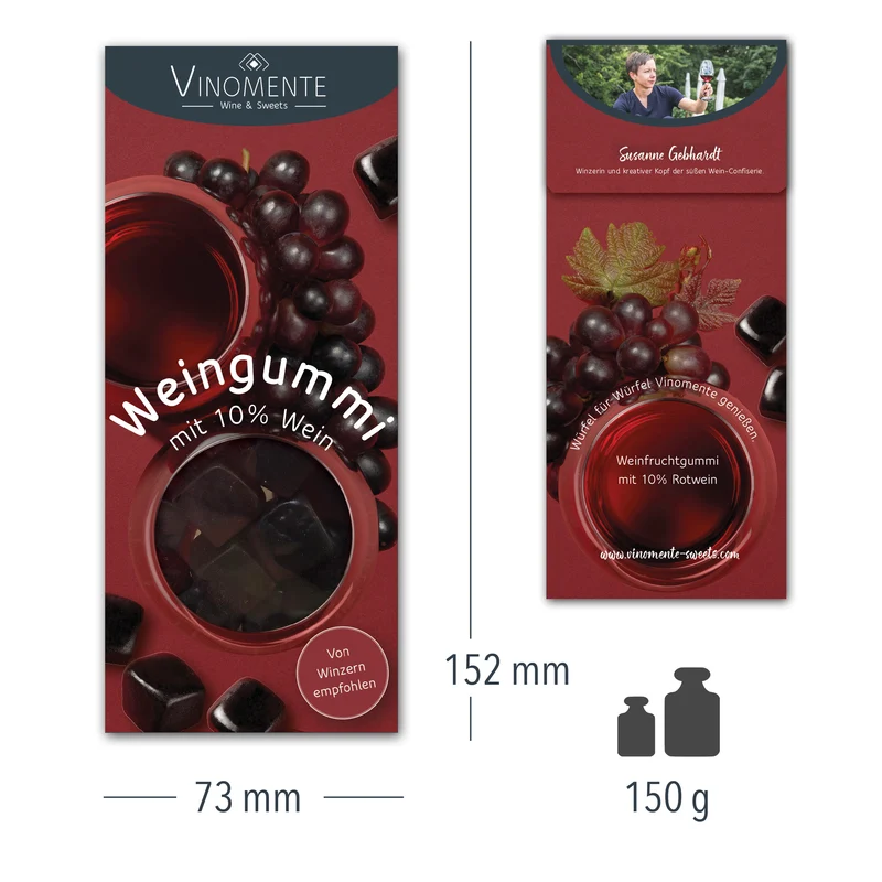 Weingummi mit 10% Rotwein - 150g - Weingeschenk, Gastgeschenk, Mitbringsel