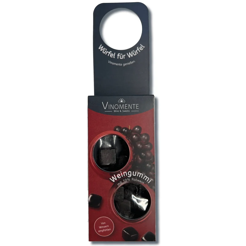 Flaschenanhänger - Weingummi mit 10% Rotwein - 50g - Geschenk-Upgrade