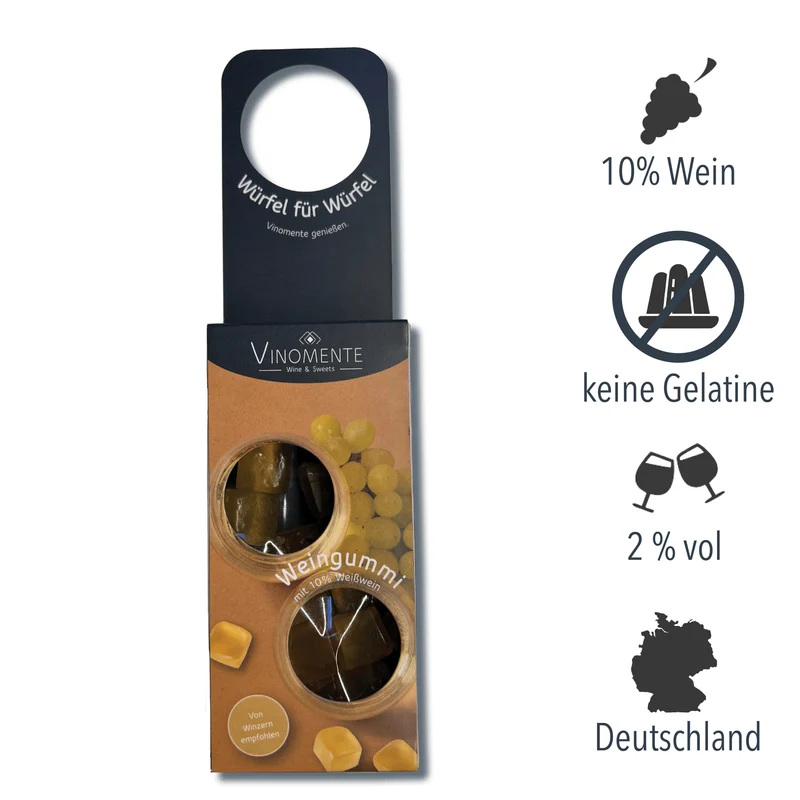 Flaschenanhänger - Weingummi mit 10% Weißwein - 50g - Geschenk-Upgrade