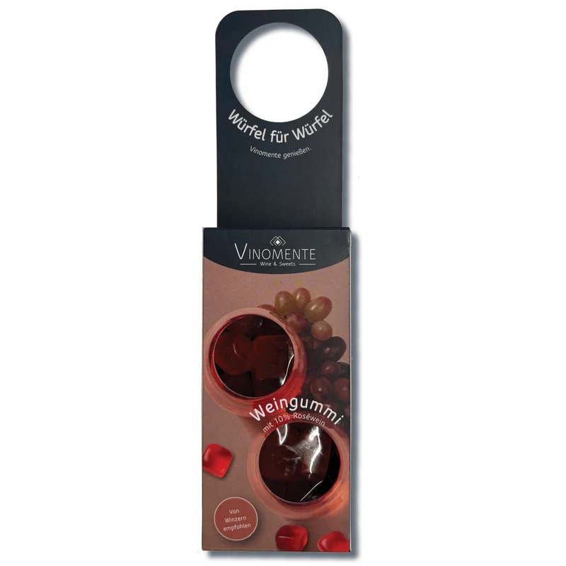 Flaschenanhänger - Weingummi mit 10% Roséwein - 50g - Geschenk-Upgrade