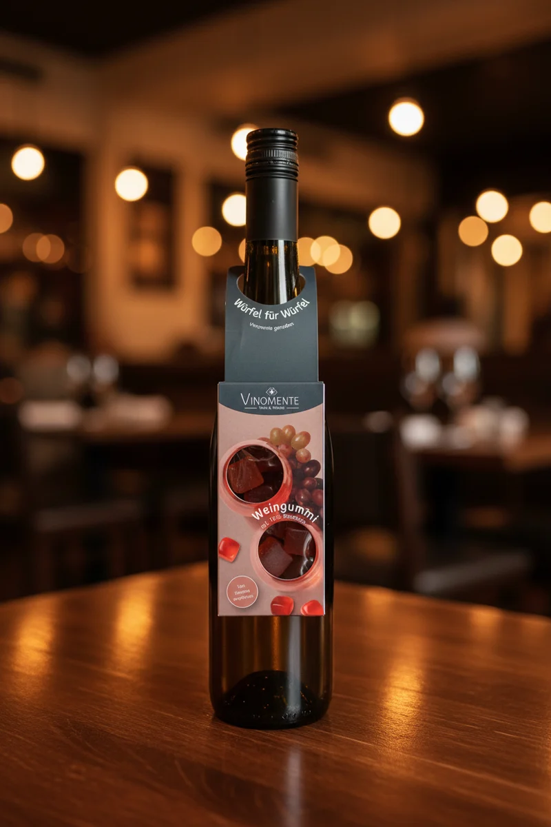 Flaschenanhänger - Weingummi mit 10% Roséwein - 50g - Geschenk-Upgrade