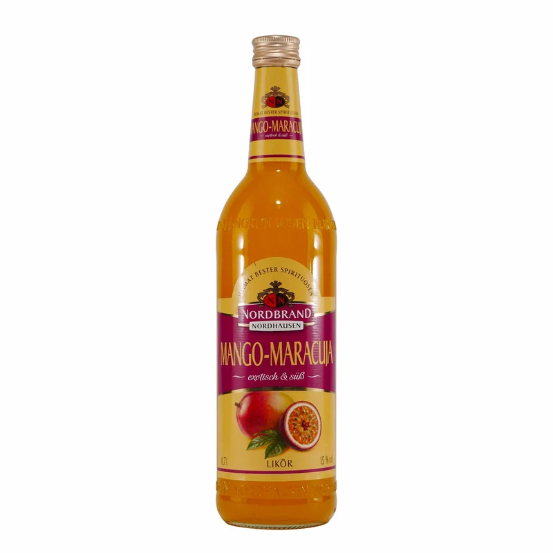 Nordbrand Mango-Maracuja Likör mit Geschenk-Holzkiste