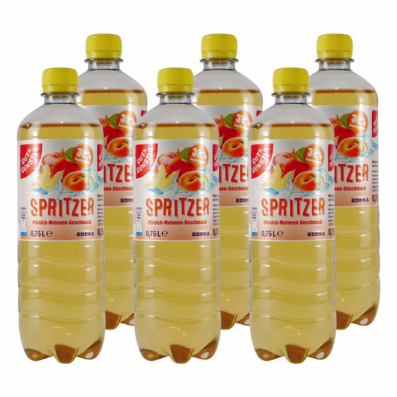 Gut & Günstig Spritzer Pfirsich-Melone (6 x 0,75L) EINWEG