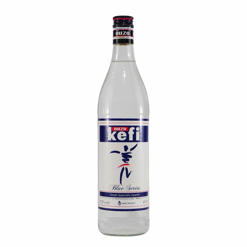 Kefi Ouzo Blue Series mit Geschenk-Holzkiste