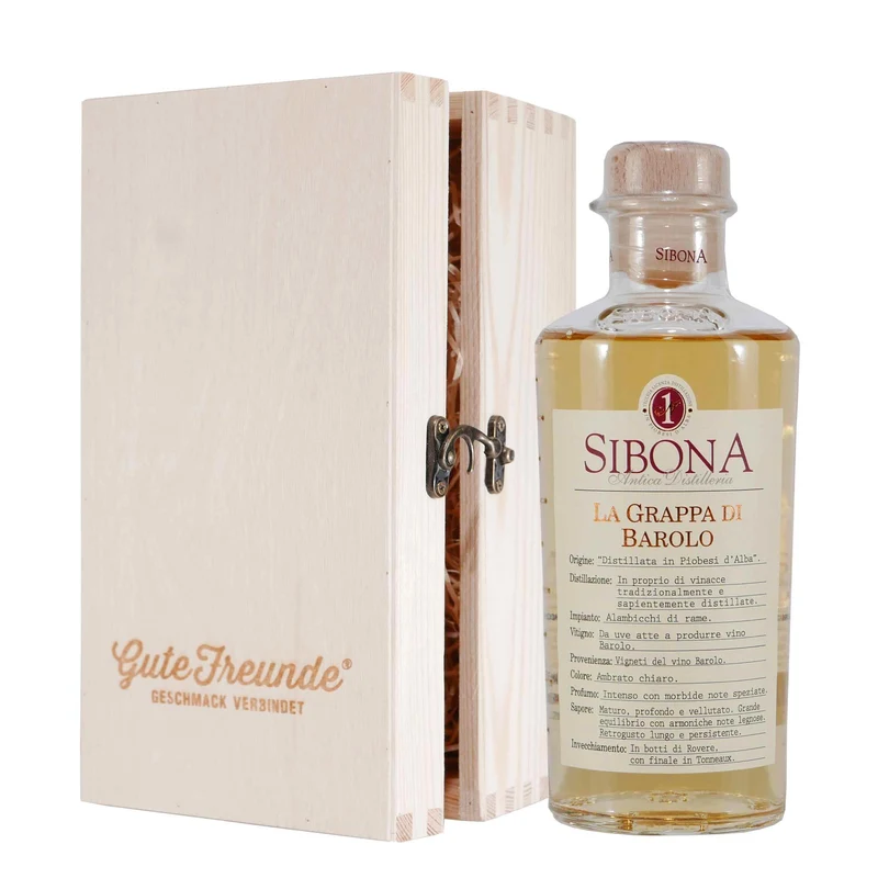 Sibona La Grappa di Barolo mit Geschenk-Holzkiste