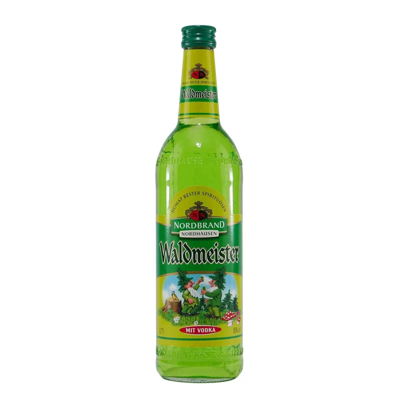 Nordbrand Waldmeister Likör mit Geschenk-Holzkiste