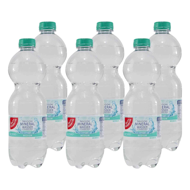 Gut & Günstig Mineralwasser -Medium- (9 x 0,5L) EINWEG
