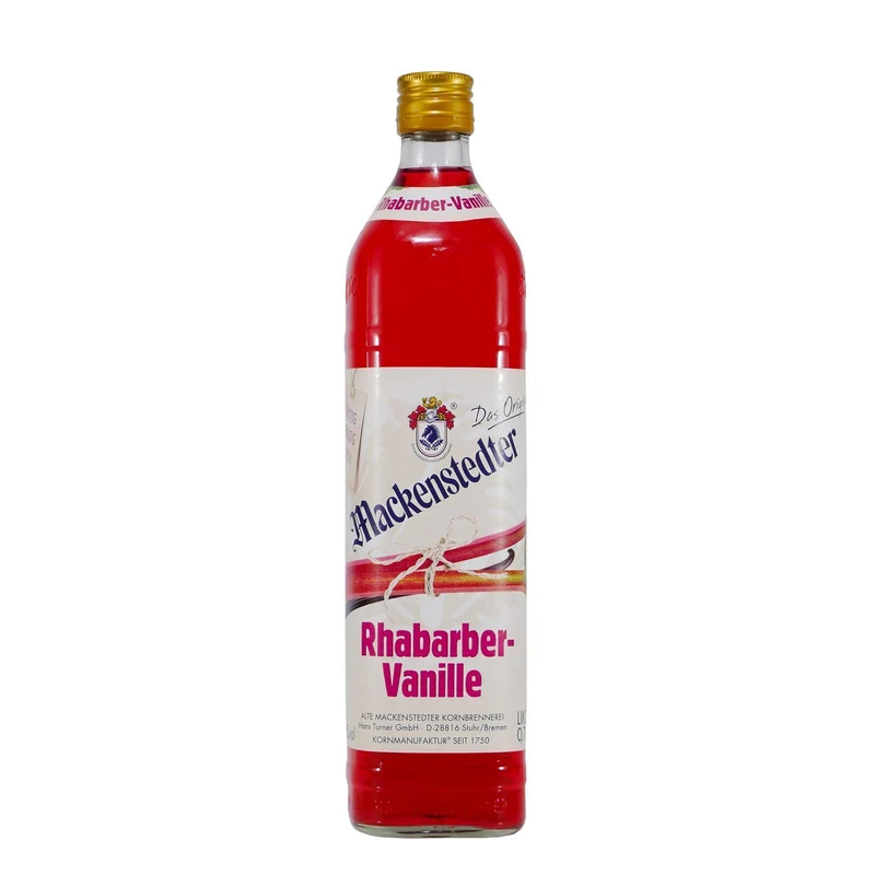 Mackenstedter Rhabarber-Vanille Likör mit 6x Shotgläser