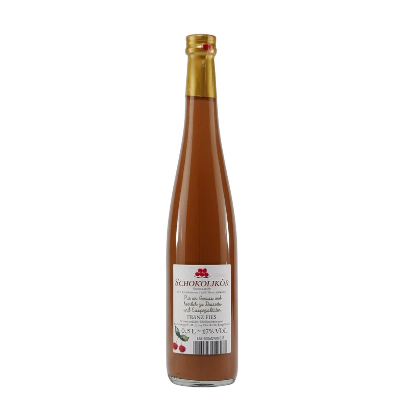 Fies Schokolikör mit Kirschwasser und Geschenk-Holzkiste