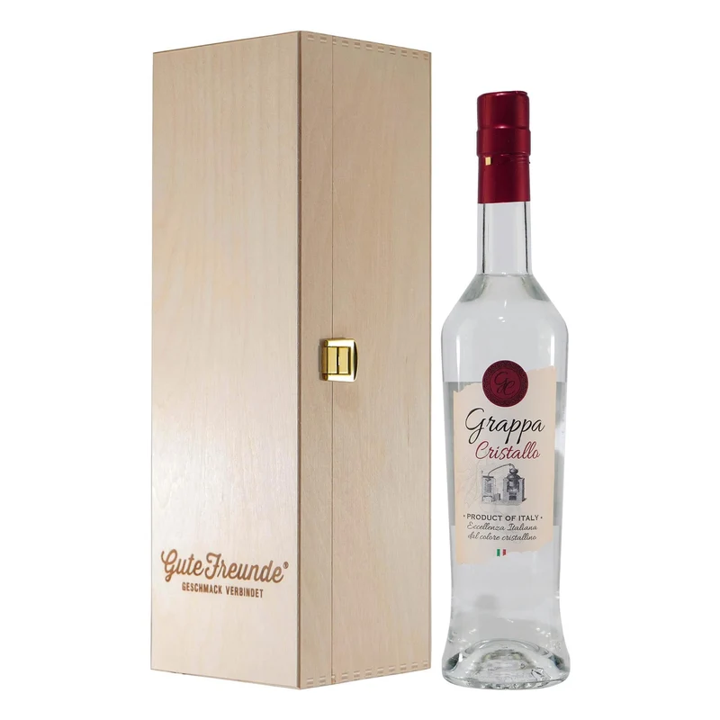 Cristallo Grappa mit Geschenk-Holzkiste