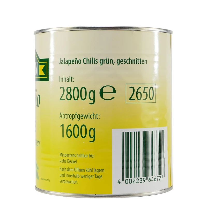 Feinkost Dittmann Jalapeño Chilis 2,8KG