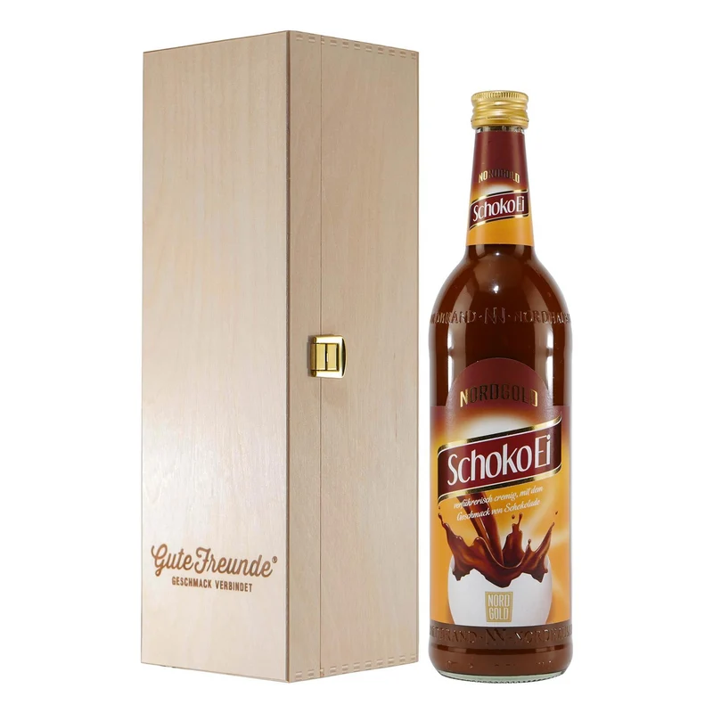 Nordgold SchokoEi Likör mit Geschenk-Holzkiste
