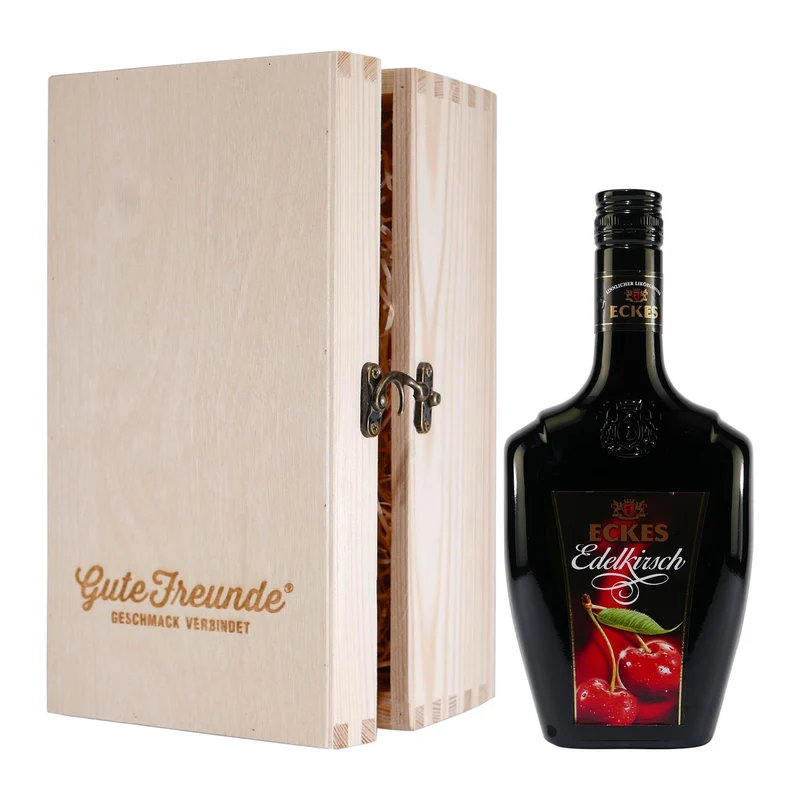 Eckes Edelkirsch Likör mit Geschenk-Holzkiste