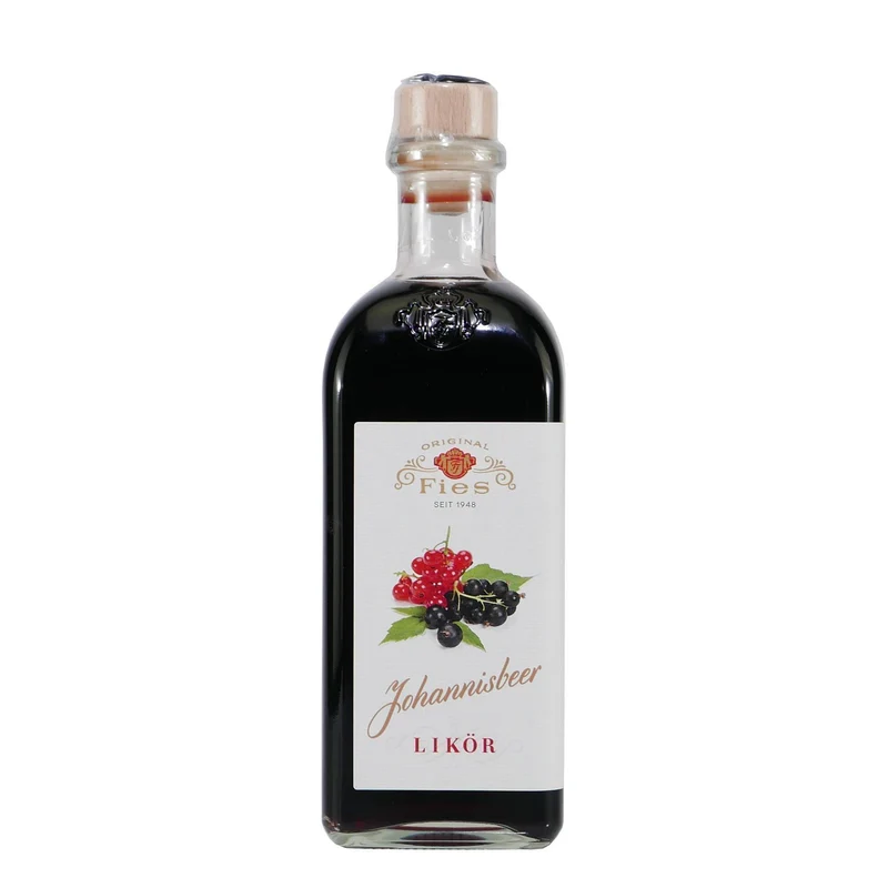 Fies Johannisbeer Likör mit Geschenk-Holzkiste