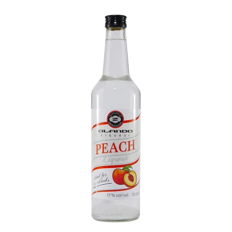 Olando Peach Liqueur mit Geschenk-Holzkiste
