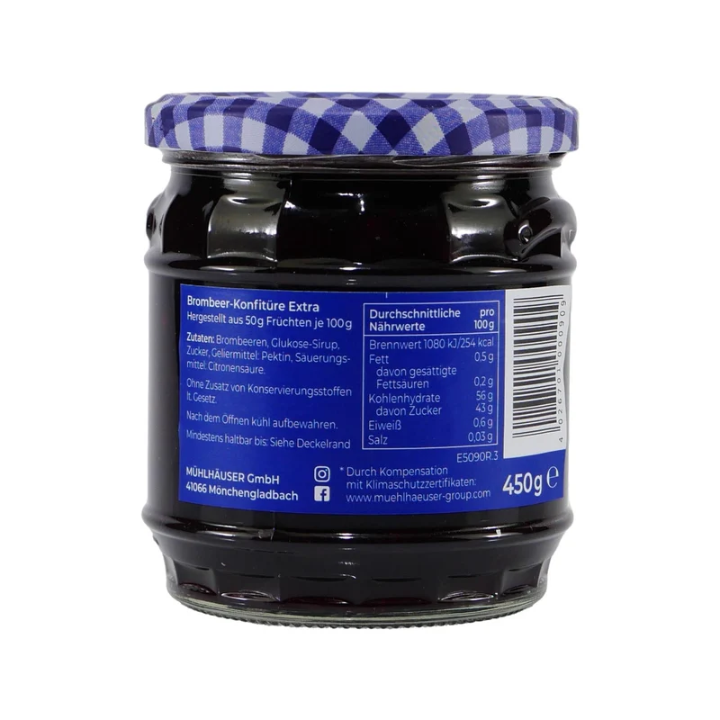 Mühlhäuser Brombeere Konfitüre (8 x 0,45 Kg)