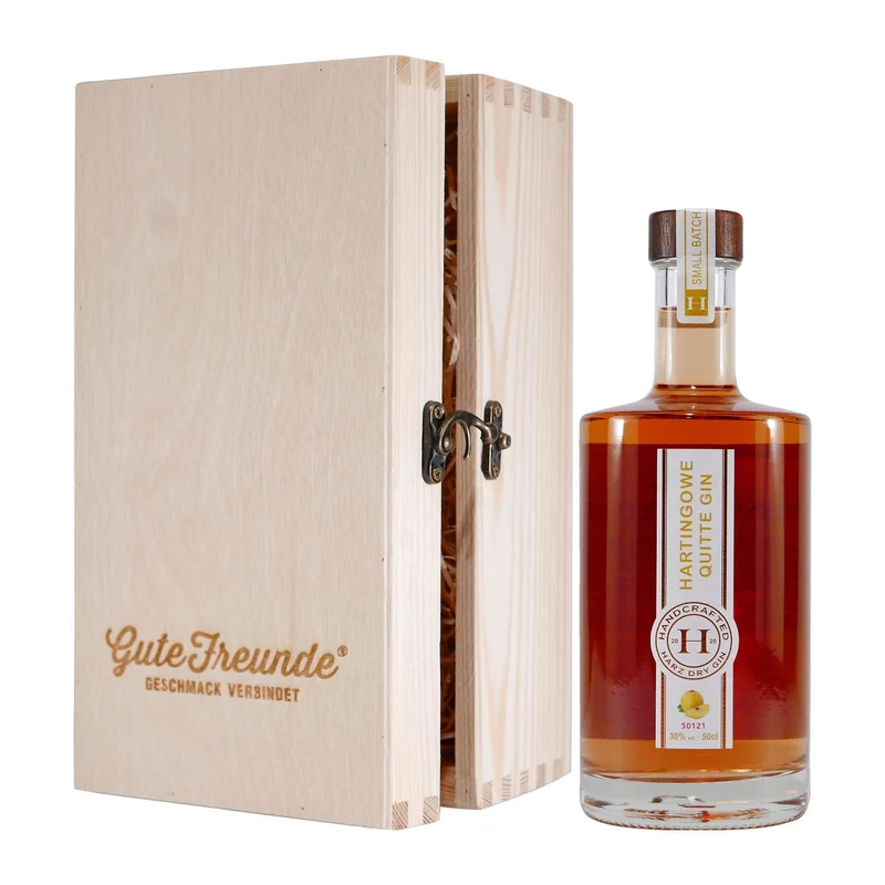 Hartingowe Quitten Gin mit Geschenk-Holzkiste
