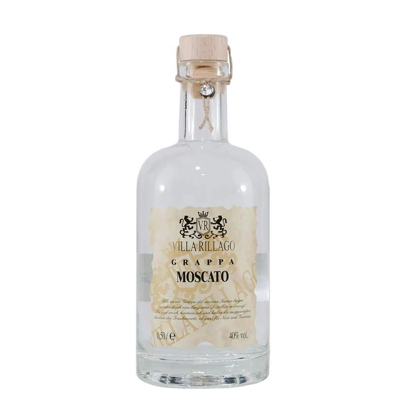 Villa Rillago Moscato Grappa mit Geschenk-Holzkiste