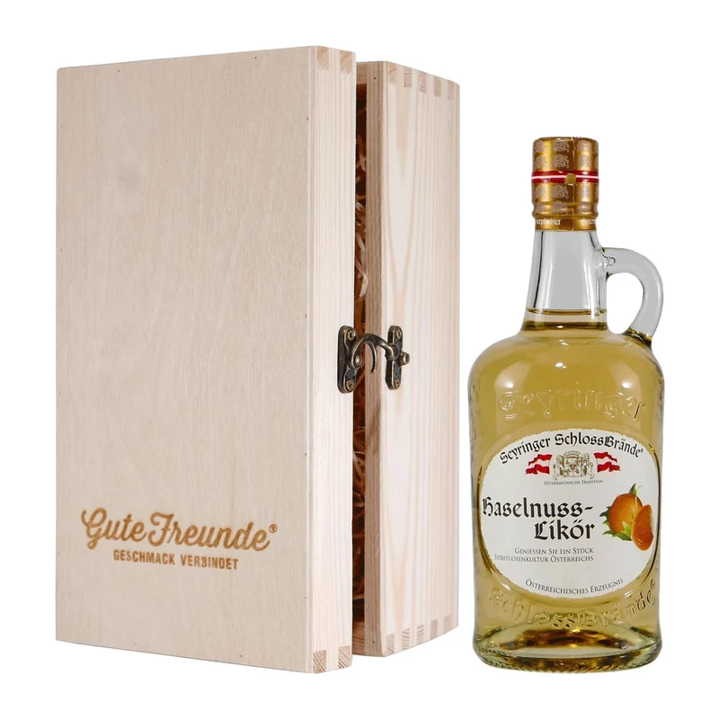 Seyringer Schlossbrände Haselnusslikör mit Geschenk-HK