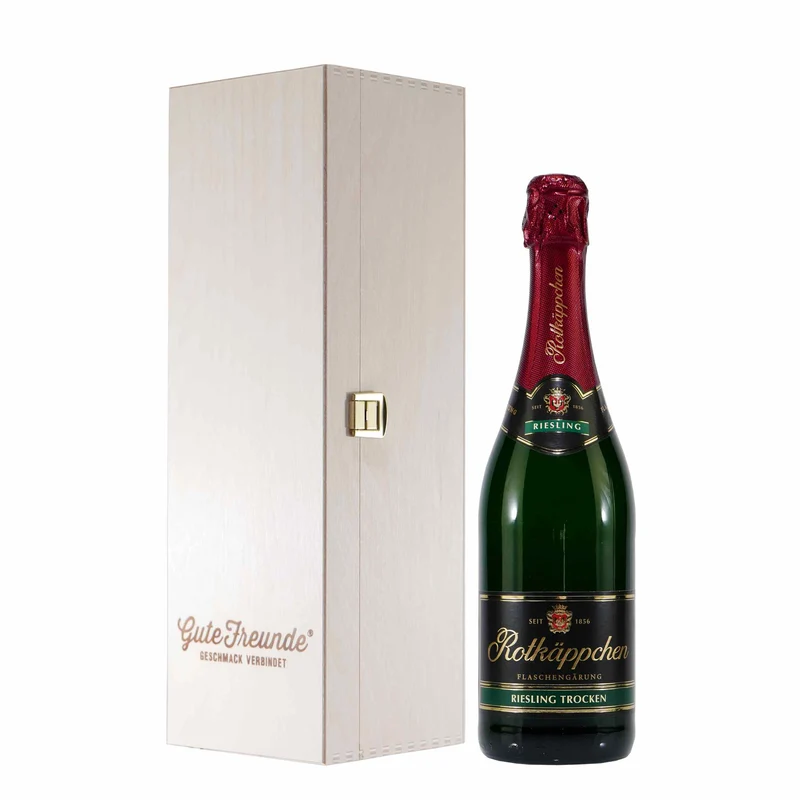 Rotkäppchen Riesling Sekt mit Geschenk-Holzkiste