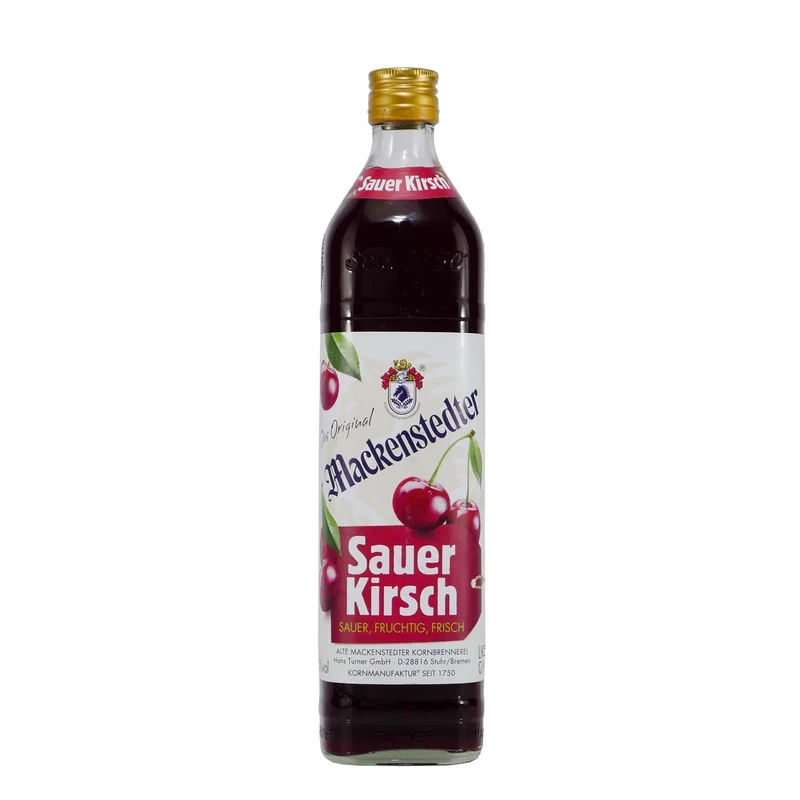 Mackenstedter Sauer Kirsch Likör mit Geschenk-Holzkiste
