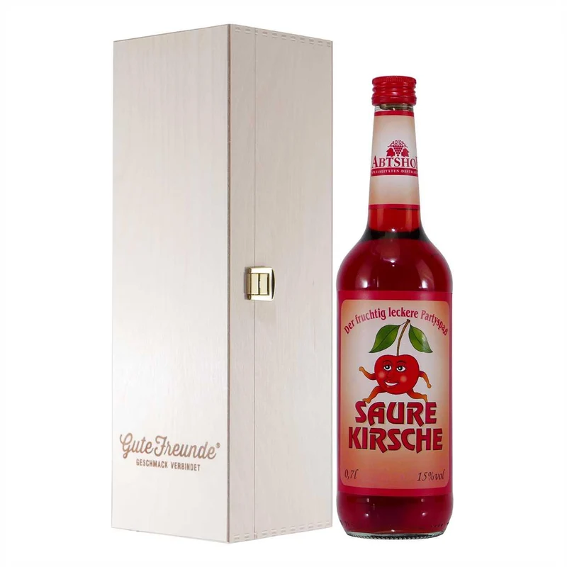 Abtshof Saure Kirsche-Likör mit Geschenk-Holzkiste