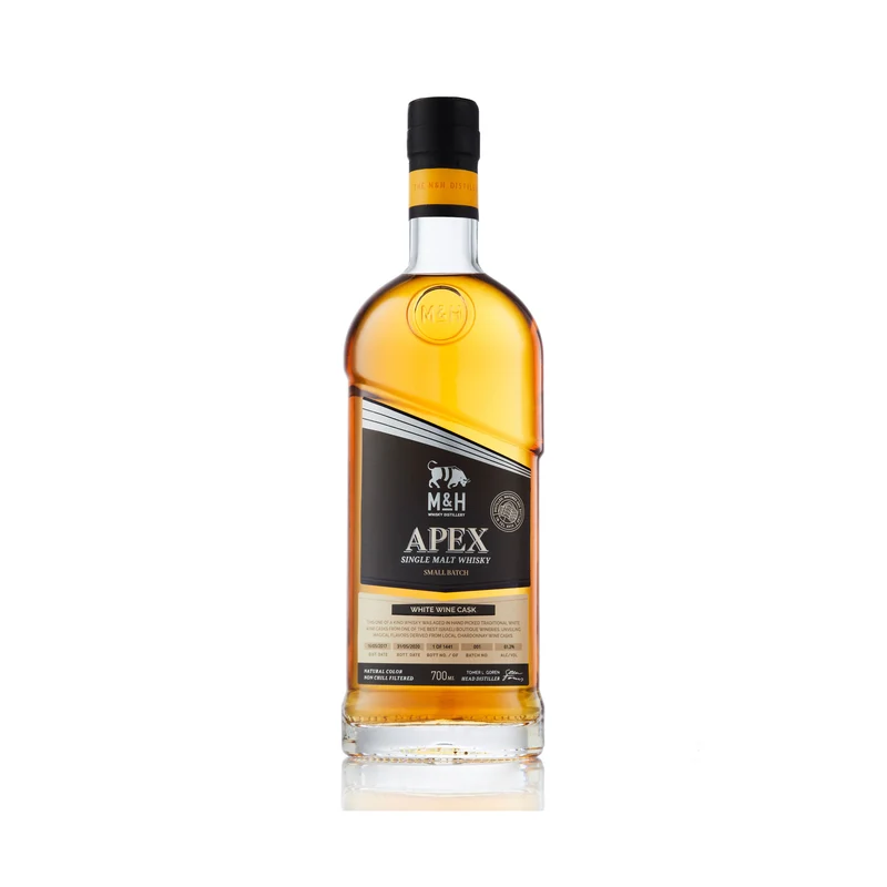 M&H Apex Small Batch White Wine Cask Finish Single Malt Whisky in Geschenkverpackung
