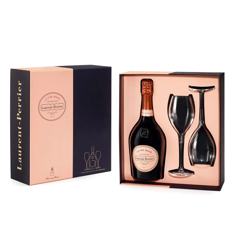 Champagne Laurent-Perrier Cuvée Rosé Brut im Geschenkset mit 1 Flasche und 2 Gläsern