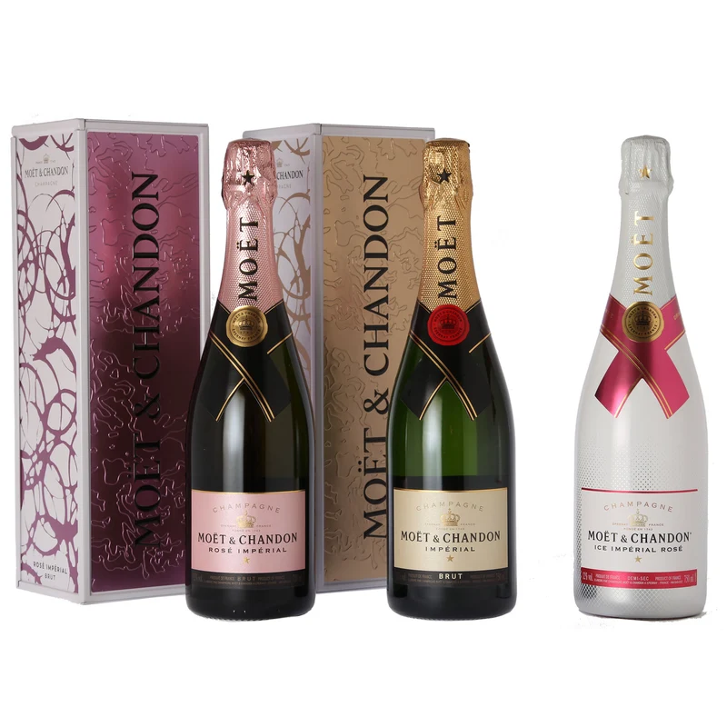 Feinste Weine - Moët & Chandon 3er Champagner-Set - Champagnerpaket mit drei ikonischen Champagner (3 x 0,75 l)