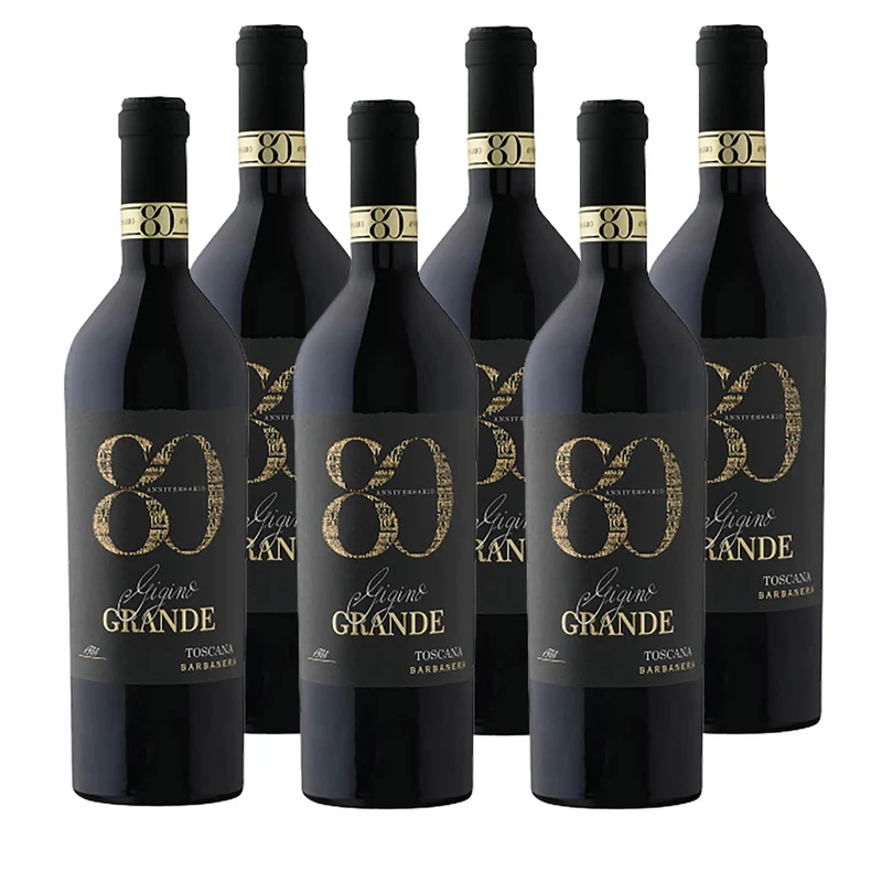 Barbanera Gigino 80 Anniversario 2018 6 Flaschen Rotwein 0,75L 14% vol