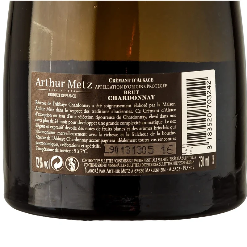 Crémant d' Alsace Réserve de l'Abbaye Chardonnay - Arthur Metz