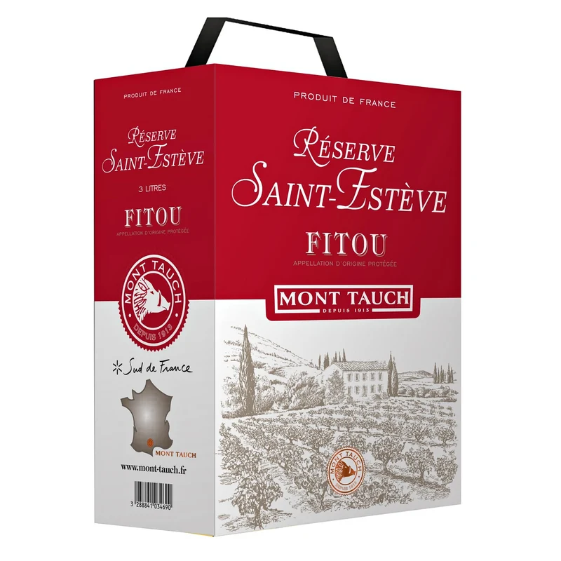 Mont Tauch Reserve Saint-Estève Fitou AOP Rotwein trocken Languedoc-Roussillon Frankreich Bag-in-Box 3 l