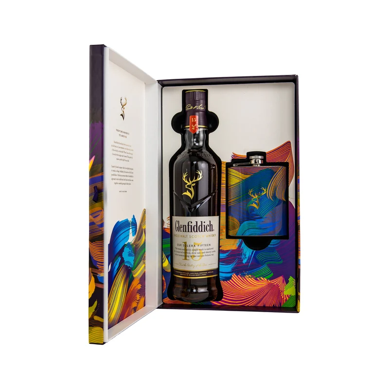 Glenfiddich 15 Jahre Solera - Limited Design + Flachmann - Speyside Single Malt Scotch Whisky
