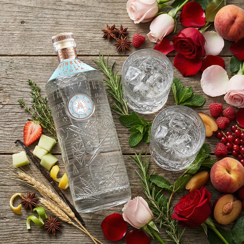 Thinkers Vodka 40-60 - samtig-seidiger Premium Vodka aus rotem Winterweizen - 1000ml, 40% vol