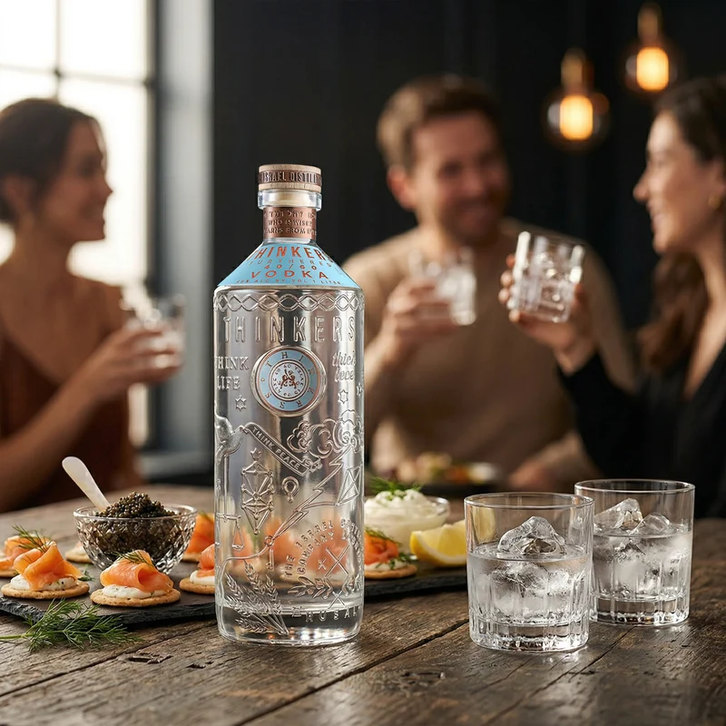 Thinkers Vodka 40-60 - samtig-seidiger Premium Vodka aus rotem Winterweizen - 1000ml, 40% vol