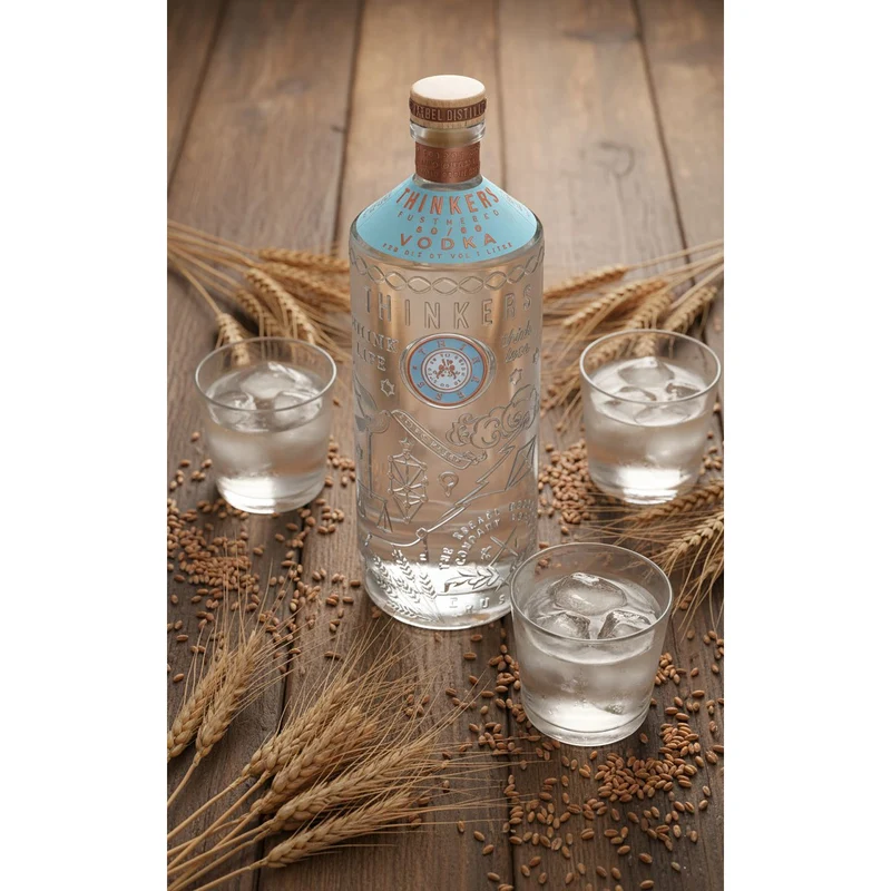 Thinkers Vodka 40-60 - samtig-seidiger Premium Vodka aus rotem Winterweizen - 1000ml, 40% vol