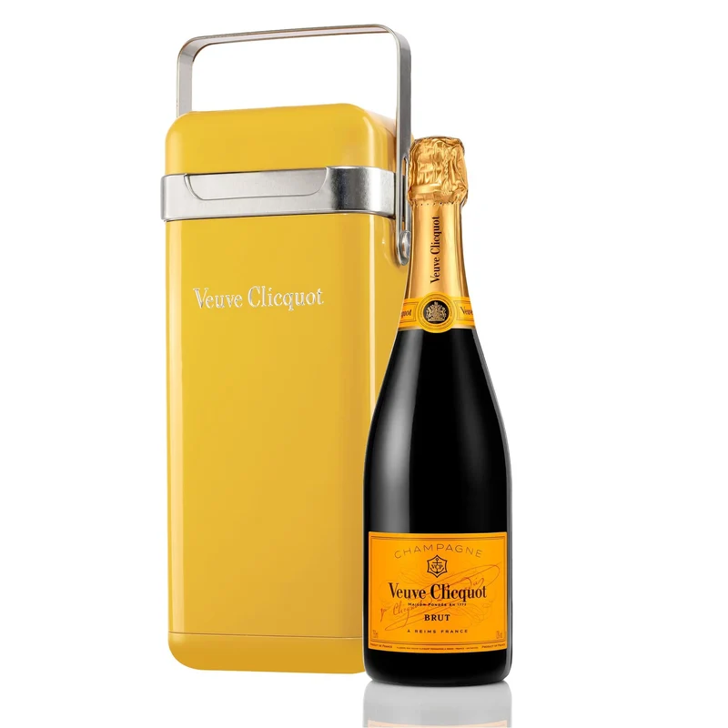 Veuve Clicquot Champagner Brut Yellow Label Cooler mit tragbarer Kühlbox-Geschenkverpackung 750 ml 12% vol.