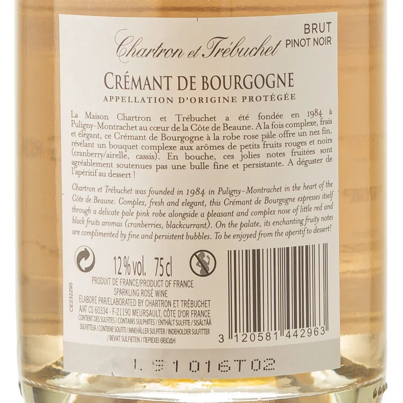 Feinste Weine - 2 er Sektpaket - Domaine Chartron & Trébuchet - Crémant de Bourgogne (2 * 0,75l)