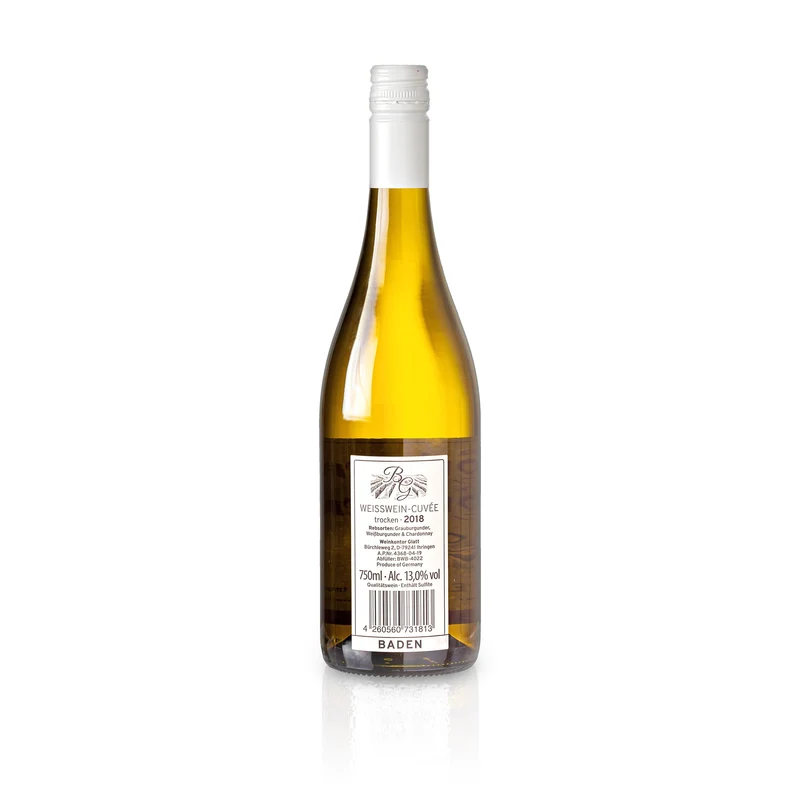Weißwein trocken 2018 | Fruchtig-Frischer Mix aus Grauburgunder Weißburgunder Chardonnay | WBK Glatt - Ihringen am Kaiserstuhl/Baden, Deutschland