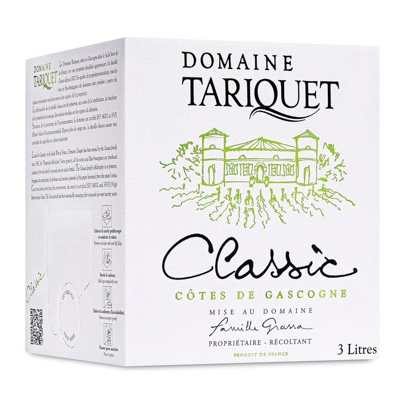 Domaine Tariquet - Vin blanc Classic - Côtes de Gascogne IGP - trocken - Bag-in-Box 3L