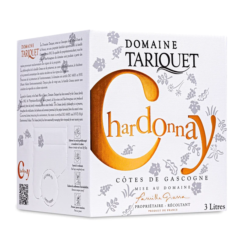 Domaine Tariquet - Vin blanc Chardonnay - Côtes de Gascogne IGP - trocken - Bag-in-Box 3L